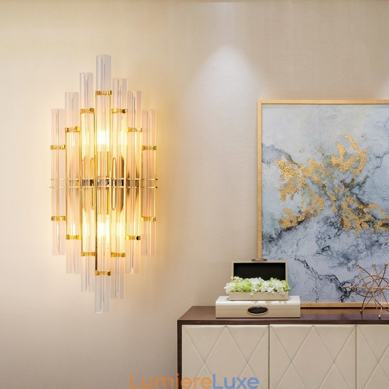 Applique murale en cristal de luxe pour hôtel, style post-moderne, luminaire décoratif pour salon, couloir, entrée, chambre à coucher, chevet