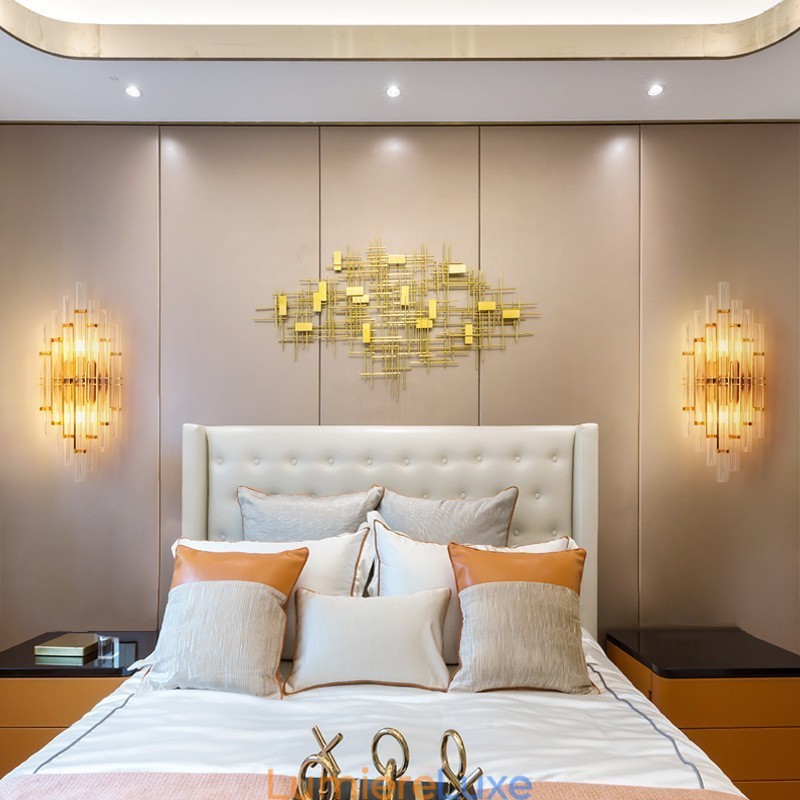 Applique murale en cristal de luxe pour hôtel, style post-moderne, luminaire décoratif pour salon, couloir, entrée, chambre à coucher, chevet