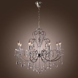 Lustre traditionnel classique en cristal et métal chromé