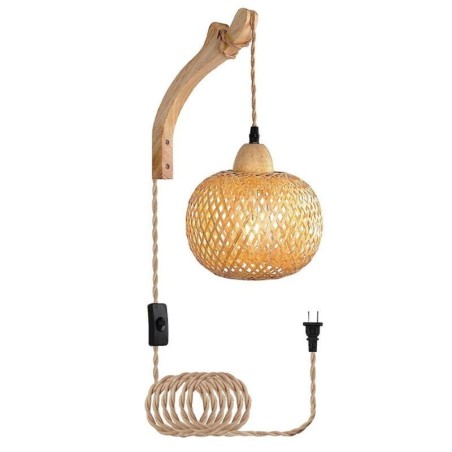 Applique murale en bambou, style pastoral américain, style rétro, en corde de chanvre, avec prise Applique murale en bambou, style pastoral américain, style rétro, en corde de chanvre, avec prise