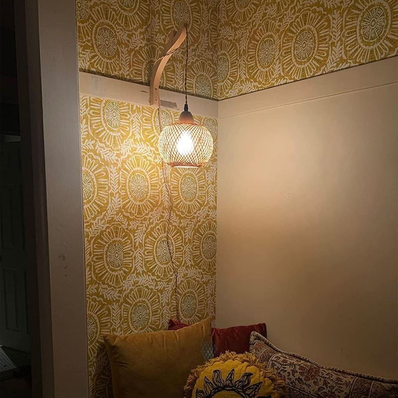 Applique murale en bambou, style pastoral américain, style rétro, en corde de chanvre, avec prise