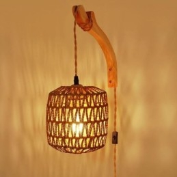 Applique murale rétro américaine, corde de chanvre de 3 m, abat-jour en corde de papier tissée