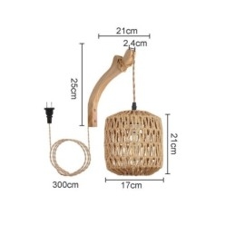 Applique murale rétro américaine, corde de chanvre de 3 m, abat-jour en corde de papier tissée