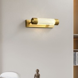 Applique murale en laiton et acrylique avec miroir cylindrique