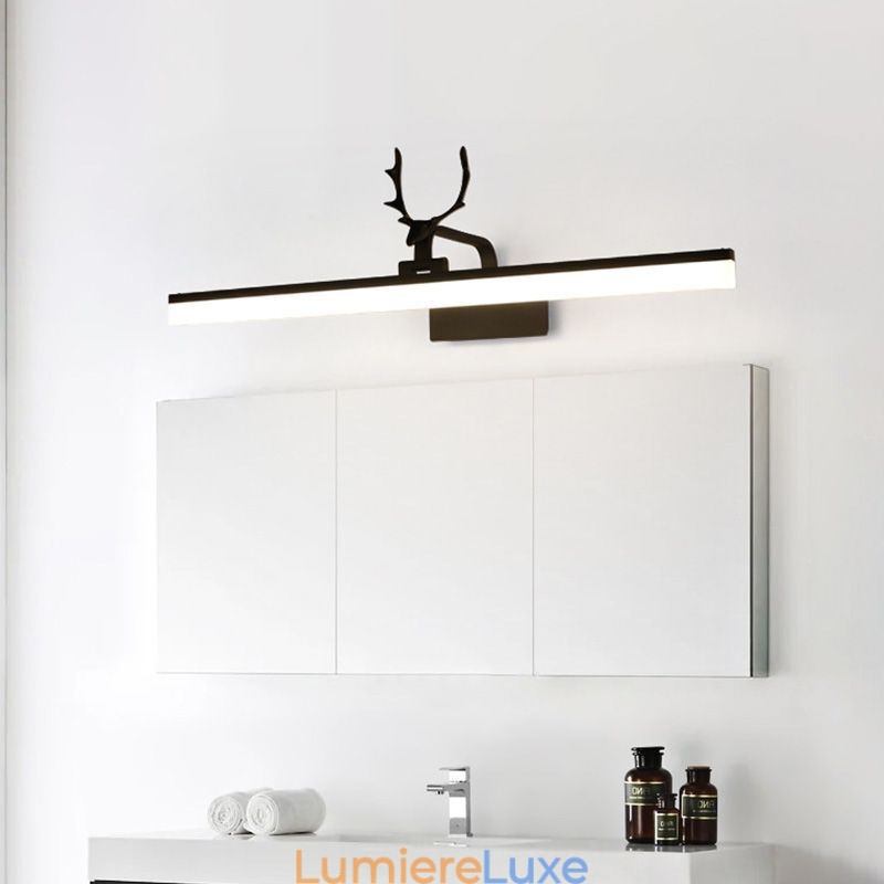 Applique murale en acrylique avec miroir en bois de cerf, luminaire de salle de bain et de maquillage