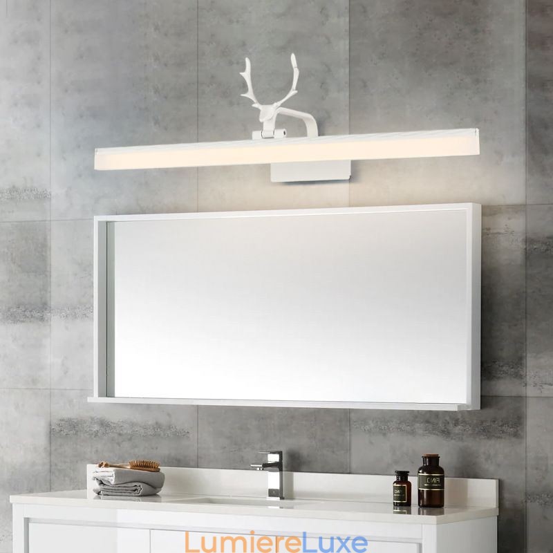 Applique murale en acrylique avec miroir en bois de cerf, luminaire de salle de bain et de maquillage