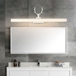 Applique murale en acrylique avec miroir en bois de cerf, luminaire de salle de bain et de maquillage