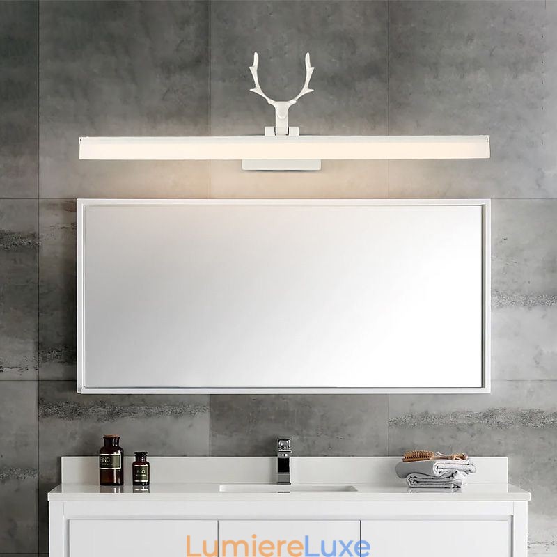 Applique murale en acrylique avec miroir en bois de cerf, luminaire de salle de bain et de maquillage