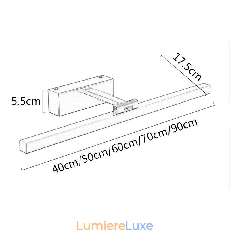 Applique murale à angle réglable pour miroir de style nordique pour salle de bain