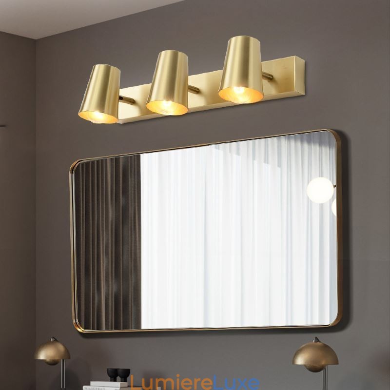 Applique murale nordique en laiton avec éclairage frontal miroir