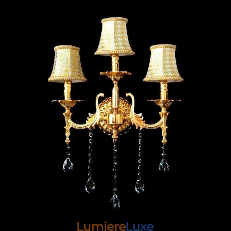 Applique murale européenne luxueuse en cristal, lampe décorative, éclairage de chevet