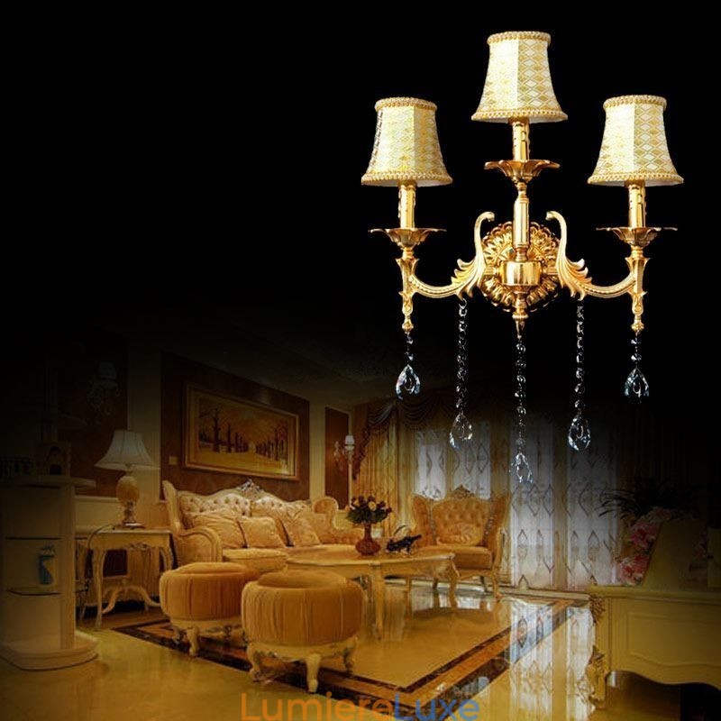 Applique murale européenne luxueuse en cristal, lampe décorative, éclairage de chevet