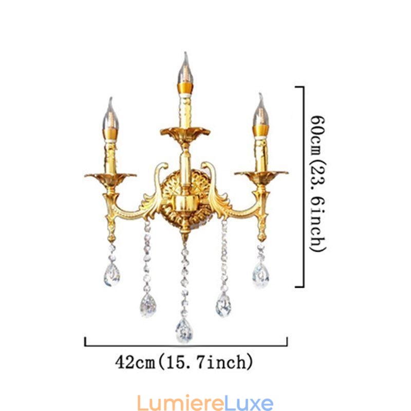 Applique murale européenne luxueuse en cristal, lampe décorative, éclairage de chevet