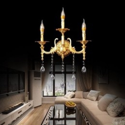 Applique murale européenne luxueuse en cristal, lampe décorative, éclairage de chevet