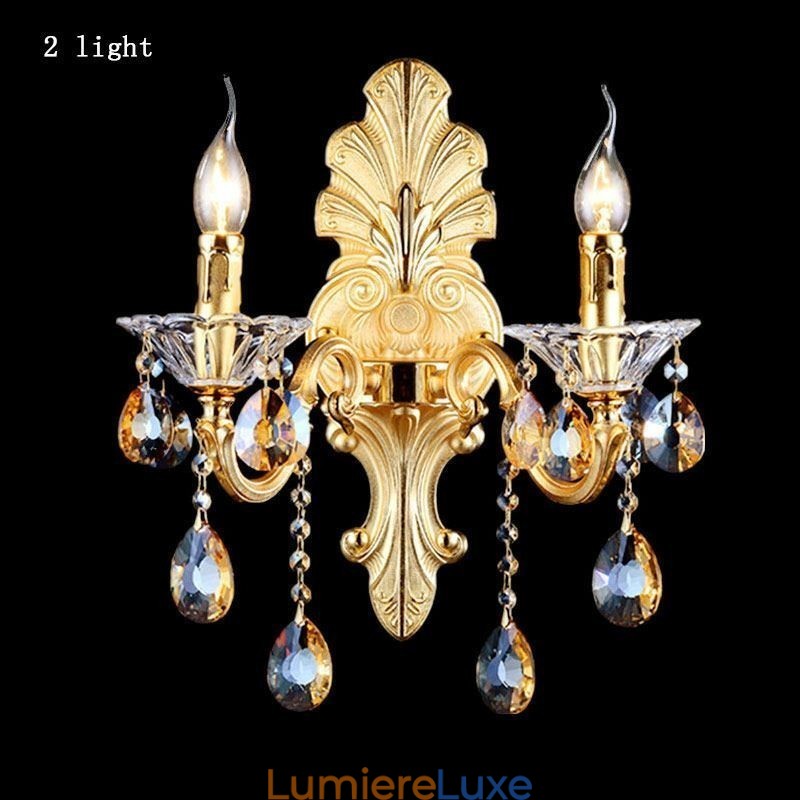 Applique murale européenne luxueuse en cristal, lampe décorative, éclairage de chevet