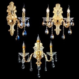 Applique murale européenne luxueuse en cristal, lampe décorative, éclairage de chevet