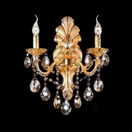 Applique murale européenne à pétales dorés, exquise lampe en cristal, éclairage de chevet