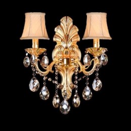 Applique murale européenne à pétales dorés, exquise lampe en cristal, éclairage de chevet