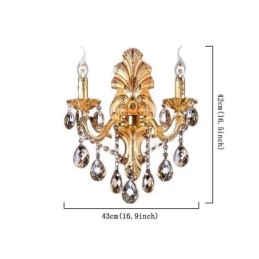 Applique murale européenne à pétales dorés, exquise lampe en cristal, éclairage de chevet