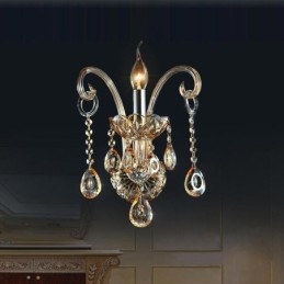 Applique murale européenne en cristal ambre cognac, lampe simple d'éclairage