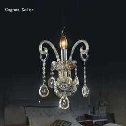 Applique murale européenne en cristal ambre cognac, lampe simple d'éclairage