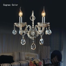 Applique murale européenne en cristal ambre cognac, lampe simple d'éclairage