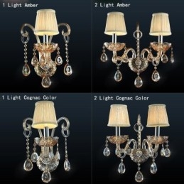 Applique murale européenne en cristal ambre cognac, lampe simple d'éclairage