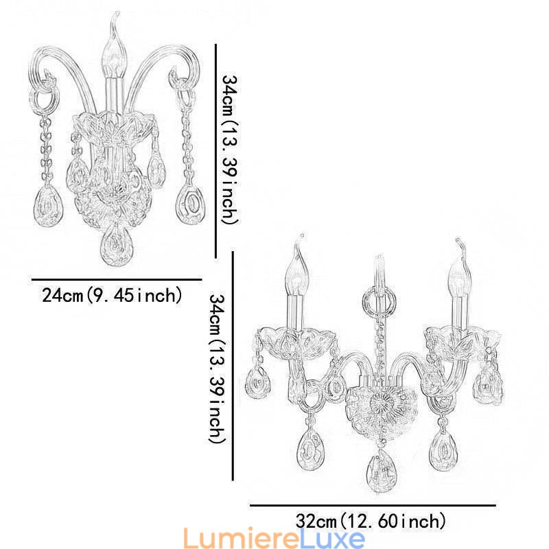 Applique murale européenne en cristal ambre cognac, lampe simple d'éclairage