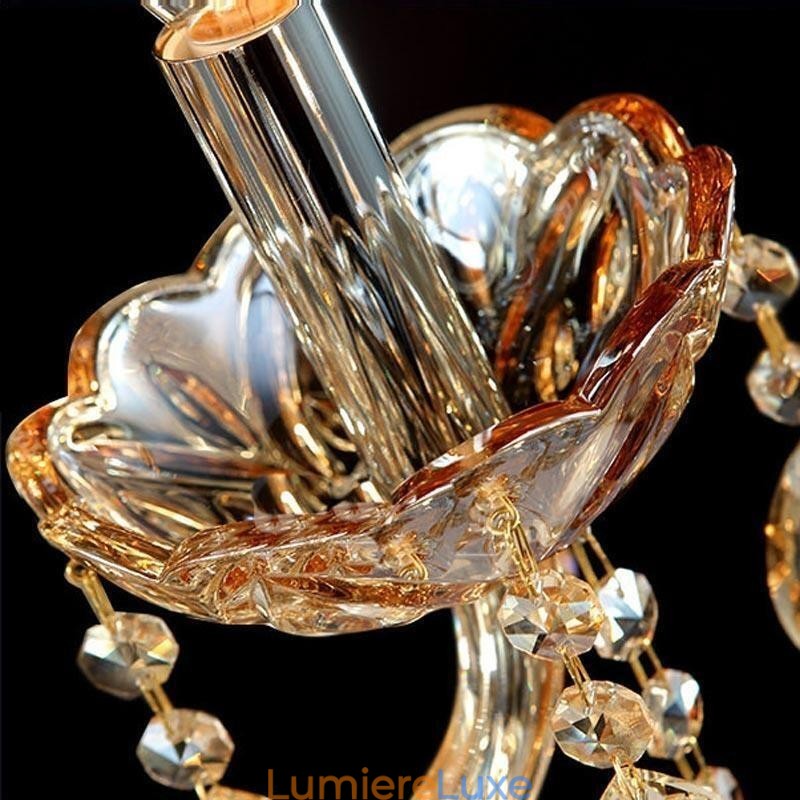Applique murale européenne en cristal ambre cognac, lampe simple d'éclairage