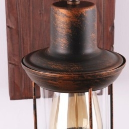 Applique murale américaine vintage industrielle LOFT en bois massif et verre