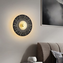 Applique murale ronde creuse en cuivre de style nordique