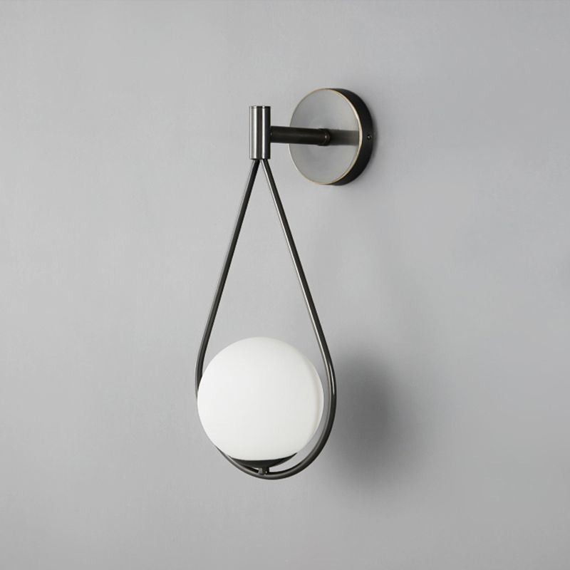 Applique murale moderne en forme de globe en verre, applique murale noire en forme de goutte d'eau