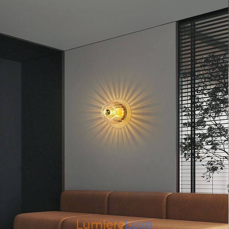 Applique murale moderne avec abat-jour en verre transparent et applique murale brossée