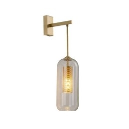 Applique murale nordique en laiton avec abat-jour cylindrique en verre creux