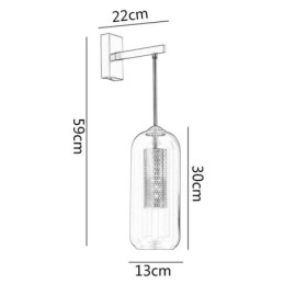 Applique murale nordique en laiton avec abat-jour cylindrique en verre creux