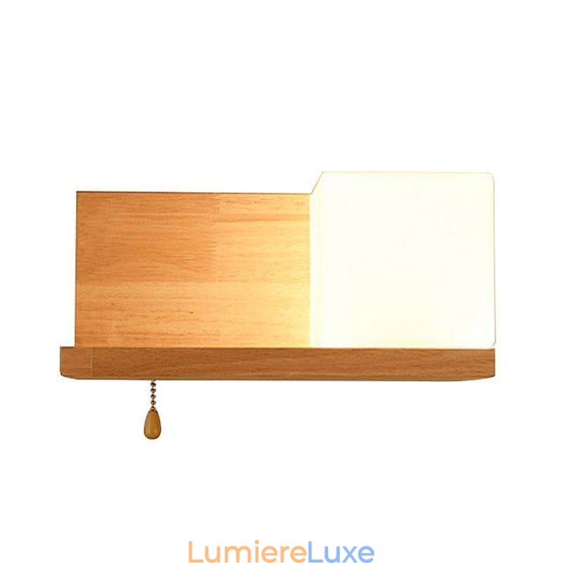 Applique murale nordique en bois et abat-jour en verre