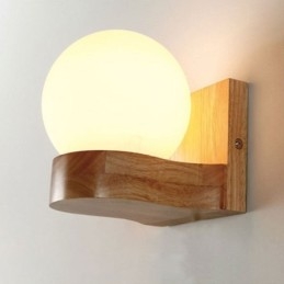 Applique murale nordique en bois massif en forme de boule