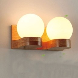 Applique murale nordique en bois massif en forme de boule