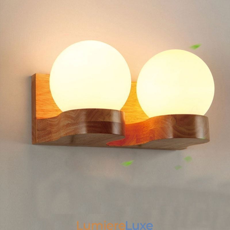 Applique murale nordique en bois massif en forme de boule