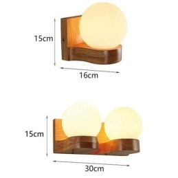 Applique murale nordique en bois massif en forme de boule