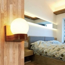 Applique murale nordique en bois massif en forme de boule
