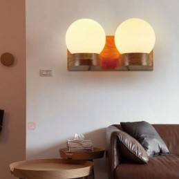 Applique murale nordique en bois massif en forme de boule