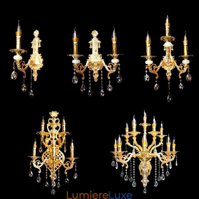 Applique murale européenne luxueuse en cristal, lampe de chevet