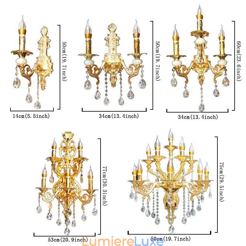 Applique murale européenne luxueuse en cristal, lampe de chevet