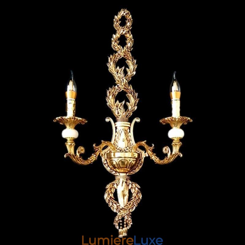 Applique murale européenne luxueuse en forme de pétale, lampe décorative en jade, éclairage de chevet