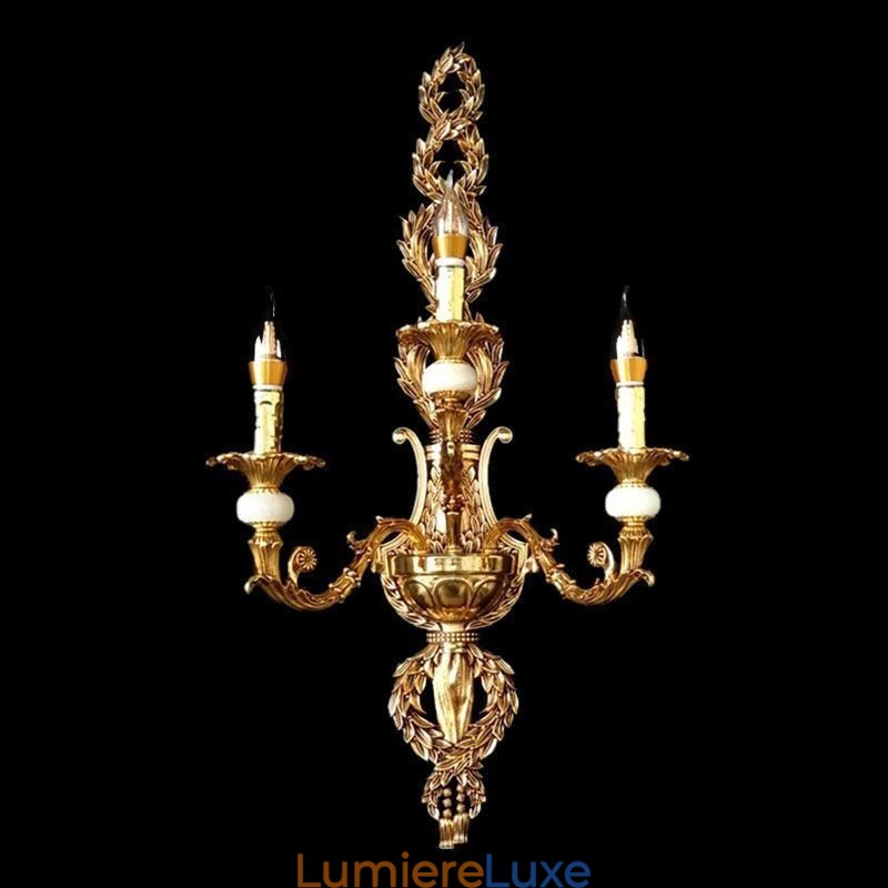 Applique murale européenne luxueuse en forme de pétale, lampe décorative en jade, éclairage de chevet