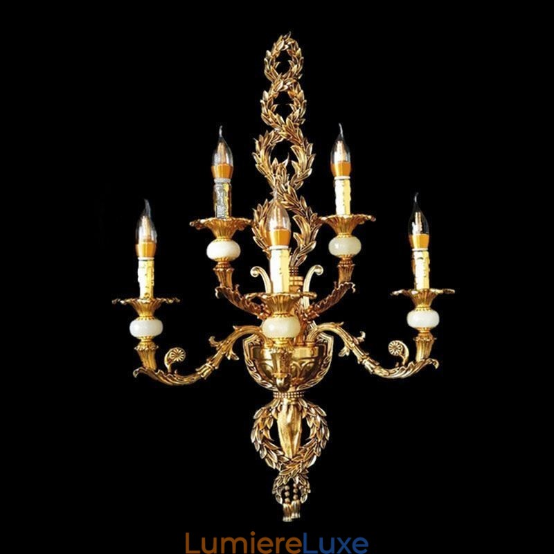Applique murale européenne luxueuse en forme de pétale, lampe décorative en jade, éclairage de chevet