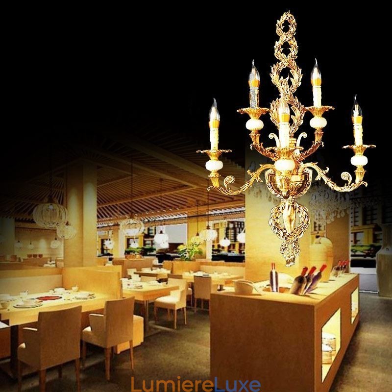 Applique murale européenne luxueuse en forme de pétale, lampe décorative en jade, éclairage de chevet