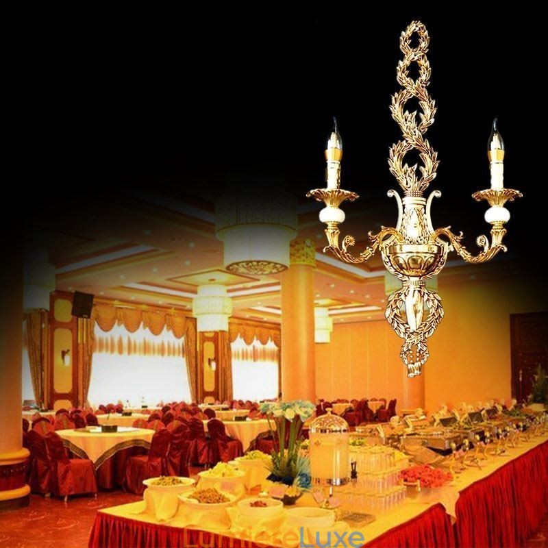 Applique murale européenne luxueuse en forme de pétale, lampe décorative en jade, éclairage de chevet