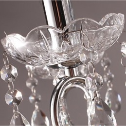 Lustre traditionnel classique en cristal et métal chromé
